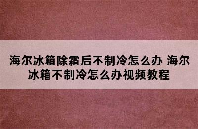 海尔冰箱除霜后不制冷怎么办 海尔冰箱不制冷怎么办视频教程